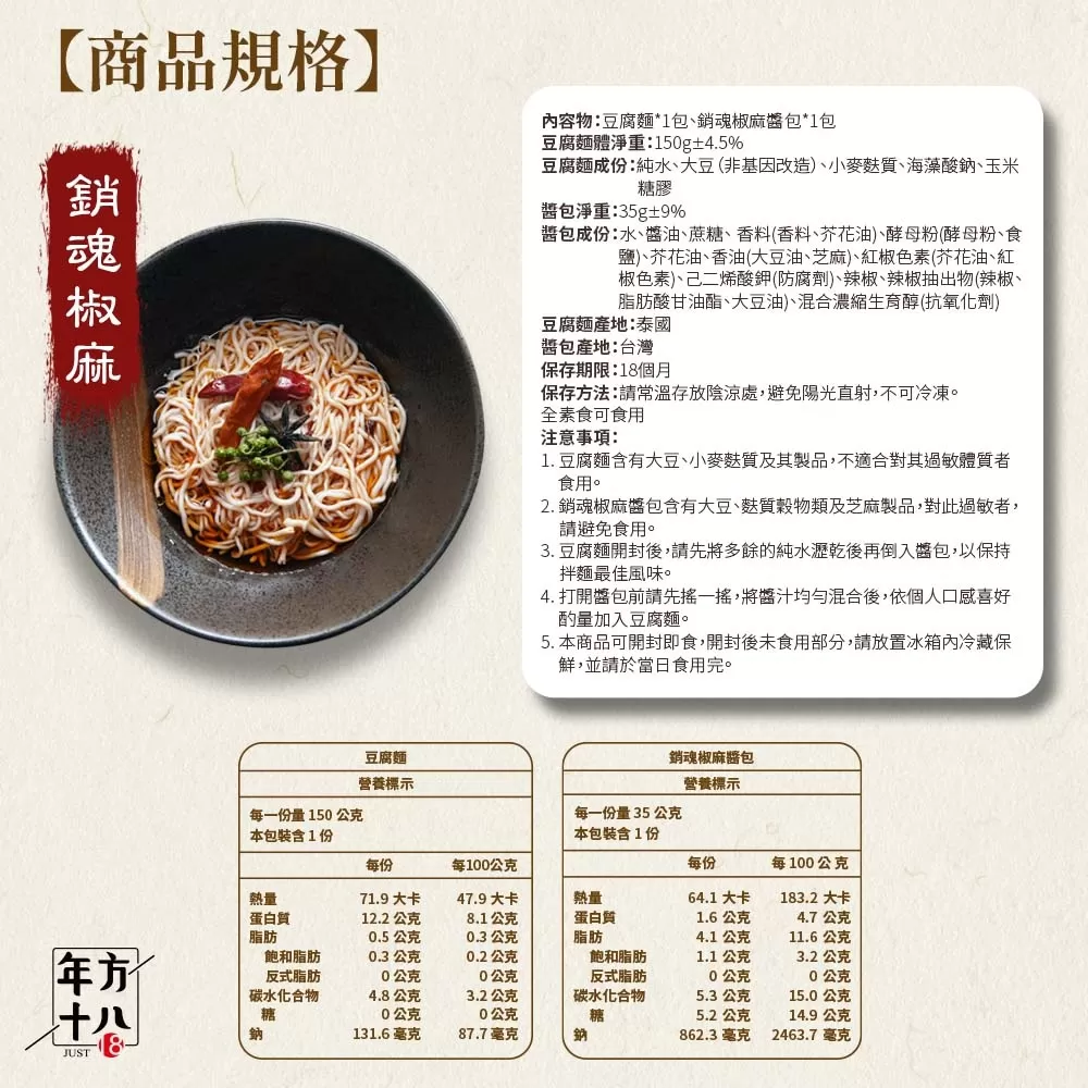 年方十八 | 輕食豆腐拌麵商品介紹-6-5