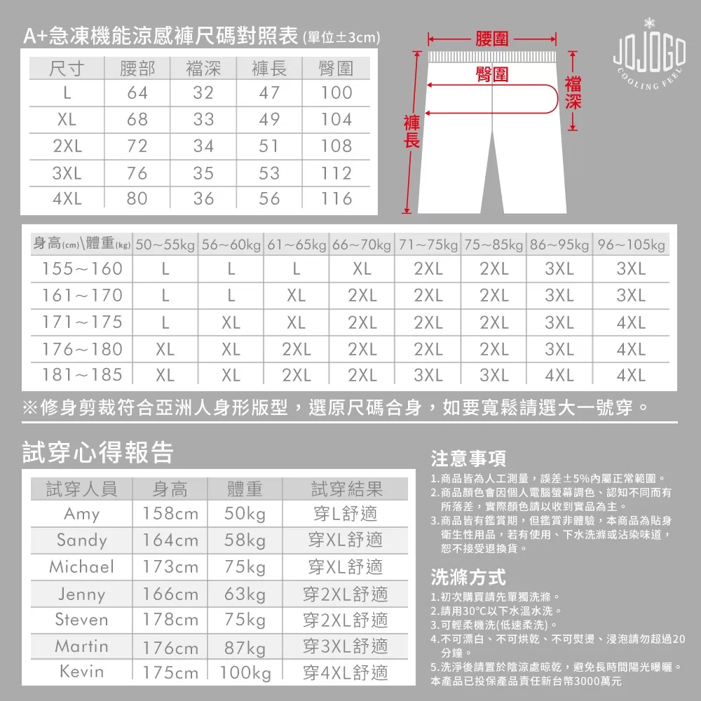 JOJOGO｜A+ 急凍機能涼感褲商品介紹-1-8