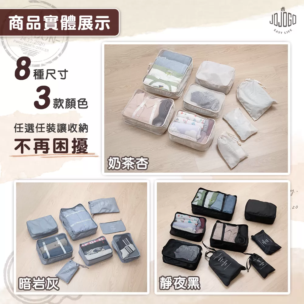 JOJOGO｜旅行收納袋八件組商品介紹-1-17